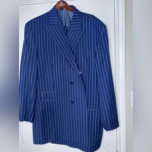 Blue pinstripe suit